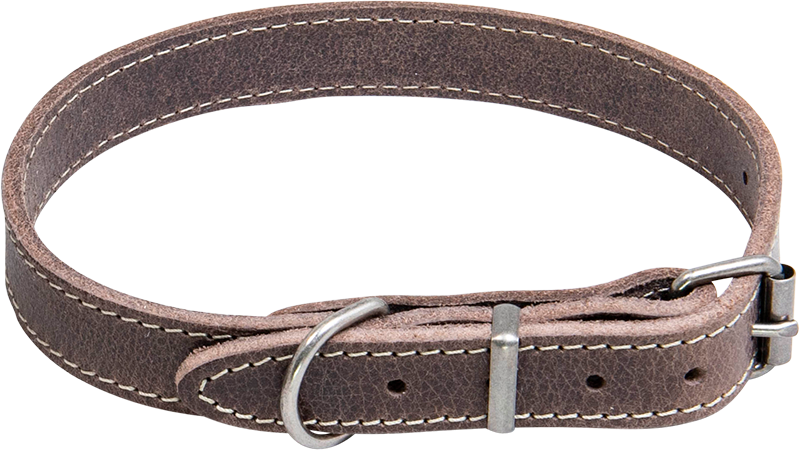 AB WAXED LEATHER Collar Brown-16mmx25-36cm
