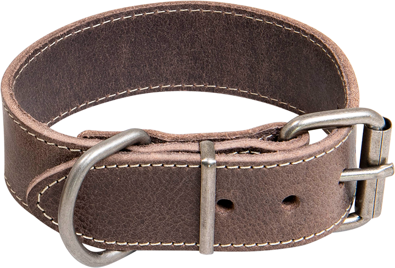 AB WAXED LEATHER Collar Brown-35mmx30-38cm