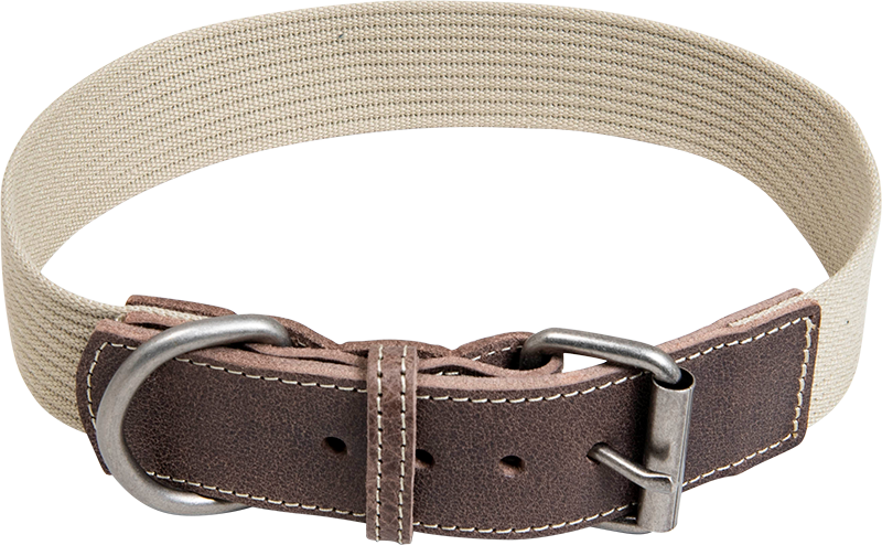 AB WAXED LEATHER WITH CANVAS Collier Brun/beige-25mmx32-40cm