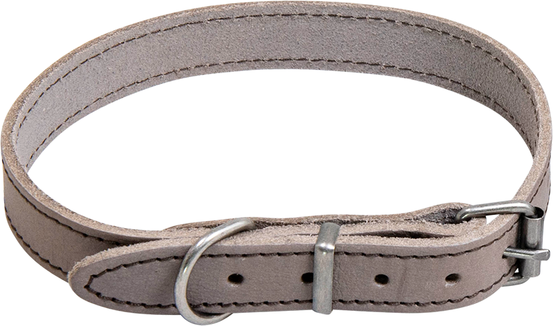 AB WAXED LEATHER Halsband Grijs-16mmx25-36cm
