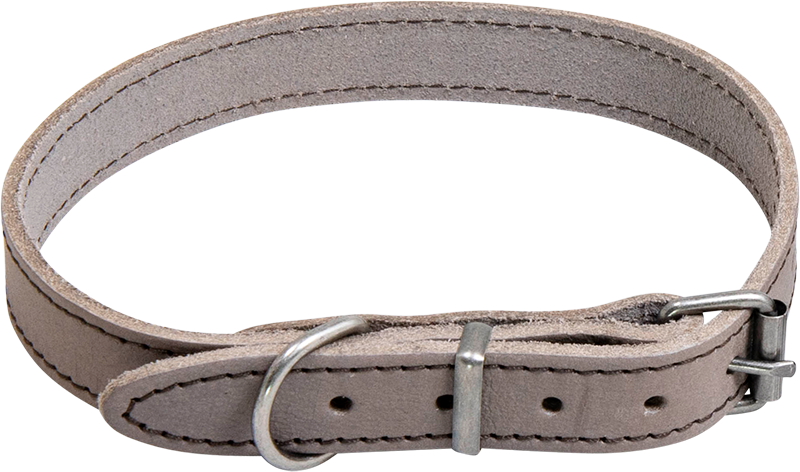 AB WAXED LEATHER Collar Grey-18mmx30-41cm