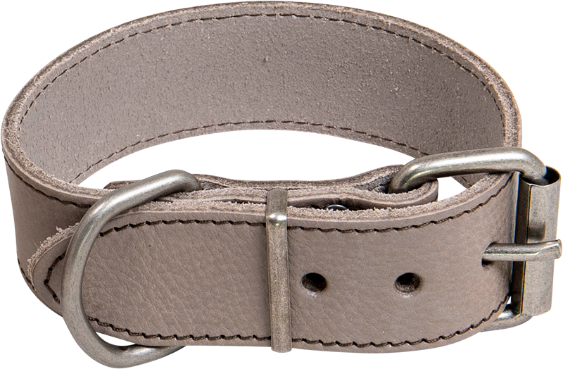 AB WAXED LEATHER Halsband Grau-35mmx30-38cm