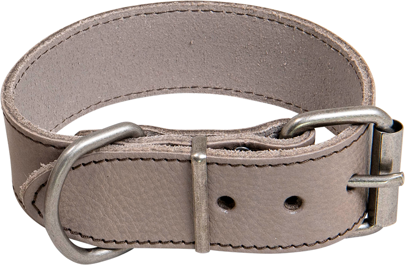 AB WAXED LEATHER Halsband Grijs-35mmx35-43cm