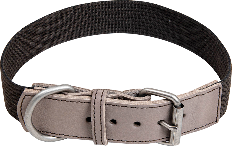AB WAXED LEATHER WITH CANVAS Collier Gris/Brun-25mmx32-40cm
