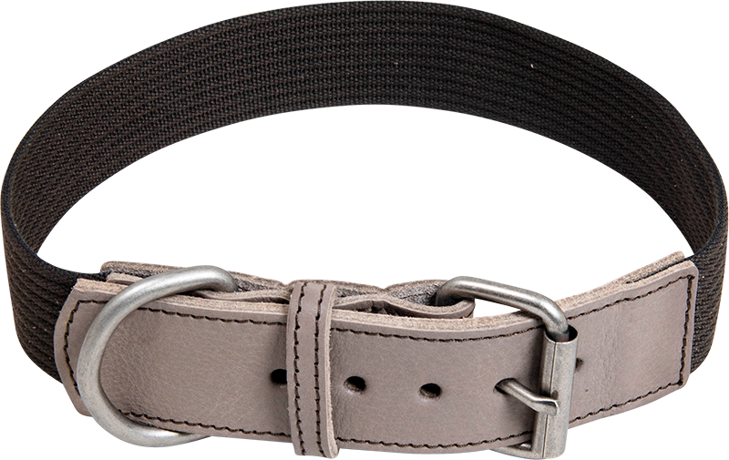 [AB30545] AB WAXED LEATHER WITH CANVAS Halsb. Grijs/Bruin-40mmx46-54cm