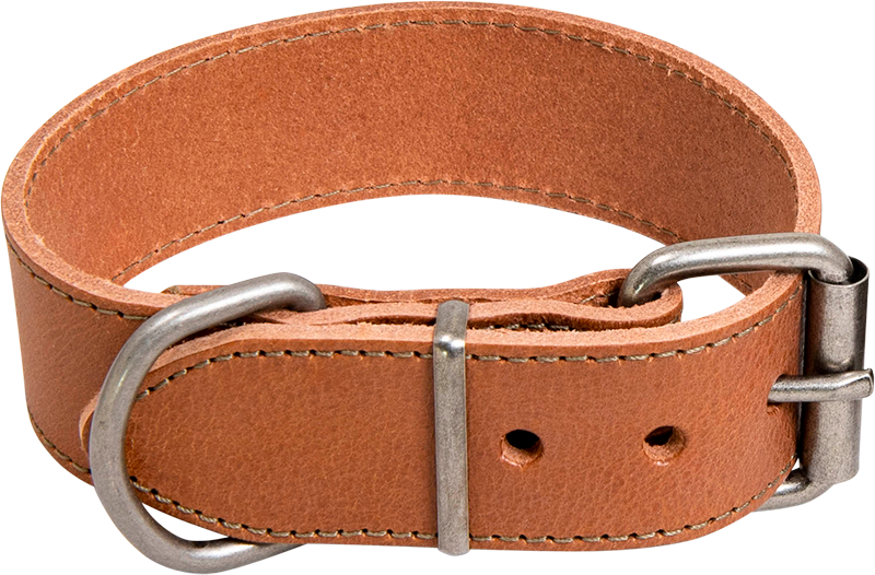 AB WAXED LEATHER Halsband Cognac-35mmx30-38cm