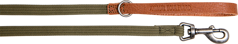 AB WAXED LEATHER WITH CANVAS Leash Cognac/Green-16mmx120cm