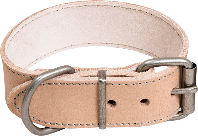 AB WAXED LEATHER Collar Natural-40mmx57-65cm