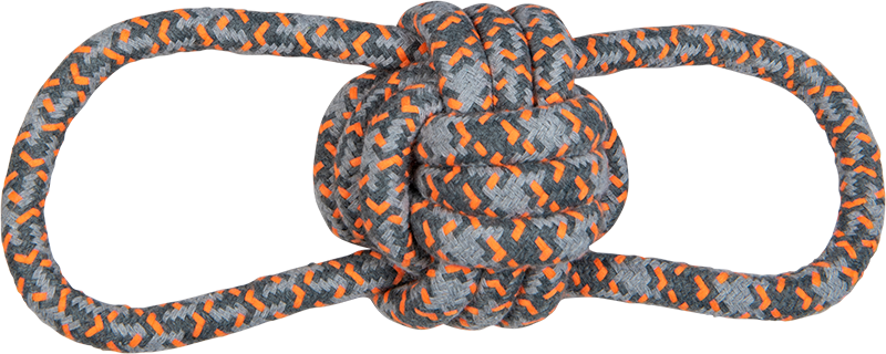 [AB50243] AB ROPE TOY Bal met 2 Lussen Blauw-245g Ø10x32cm