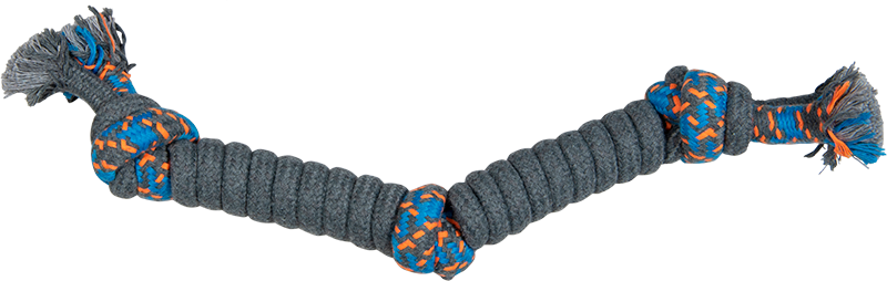 AB ROPE TOY Dubbele touw 3 Knopen Blauw-220g 45cm