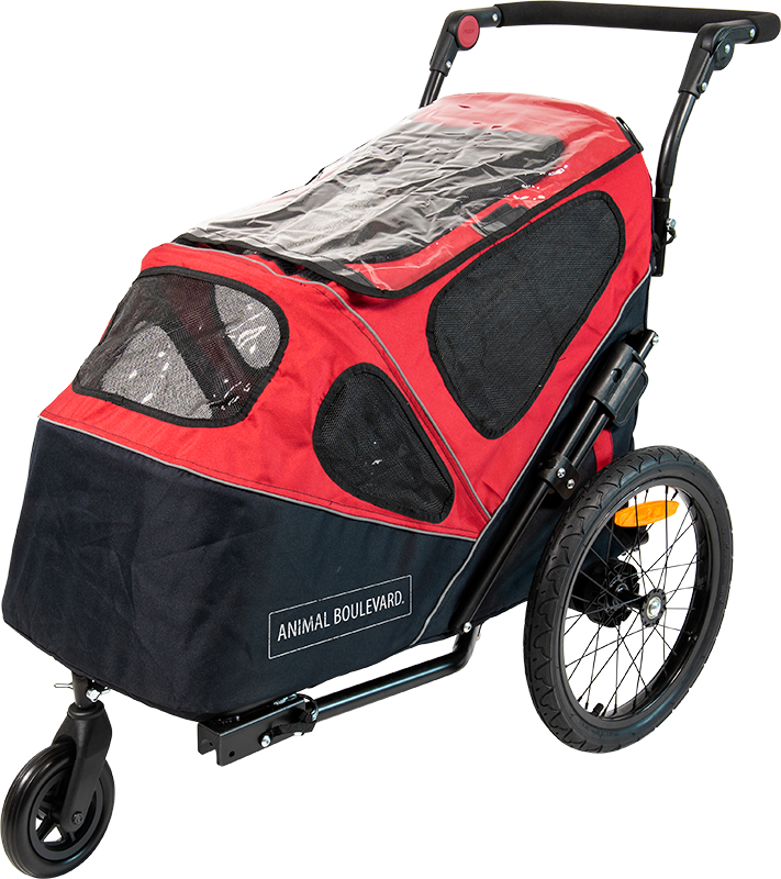 AB TRAVEL Roulotte de vélo 2-en-1 Rouge/Noir-M 123x57x77cm