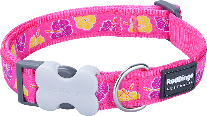 [DC-HI-HP-20] RD Collar Hibiscus Pink-M 20mmx31-47cm