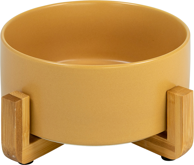 [AB65029] AB Keramische Voerbak met bamboe Standaard Beige-1800ml