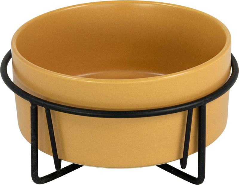 AB Ceramic Pet Bowl with metal Stand Beige-850ml