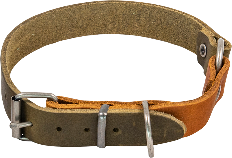 AB COUNTRY LEATHER Halsband Olive/Cognac-22mmx28-34cm