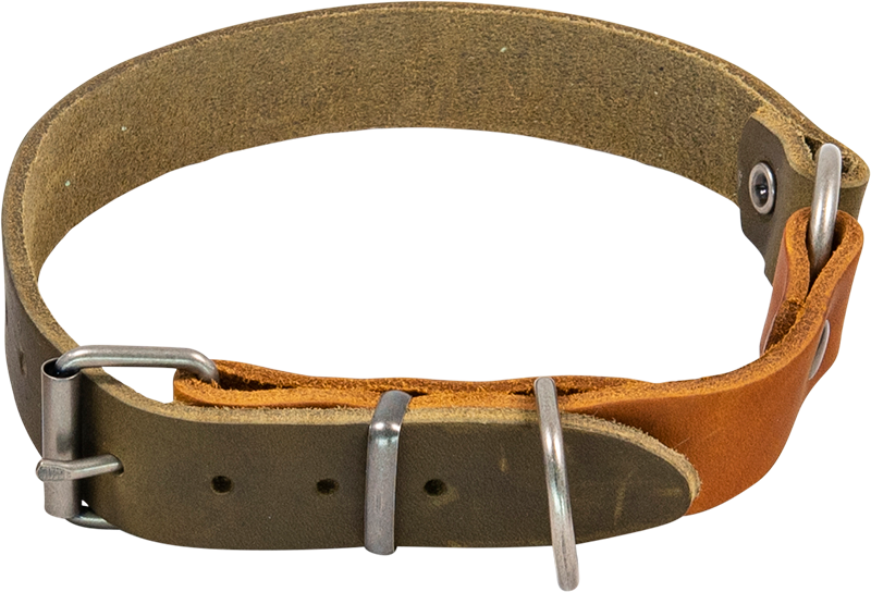 AB COUNTRY LEATHER Collar Olive/Cognac-22mmx48-54cm