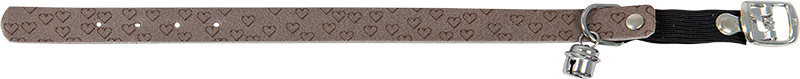 AB WAXED LEATHER HEARTS Cat Collar Grey-14mmx23-26cm