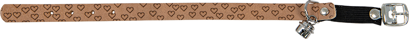 AB WAXED LEATHER HEARTS Cat Collar Natural-14mmx23-26cm