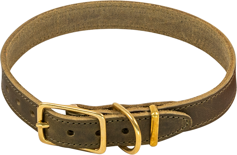 [AB31007] AB POSH LEATHER Halsband Olijf-16mmx24-35cm