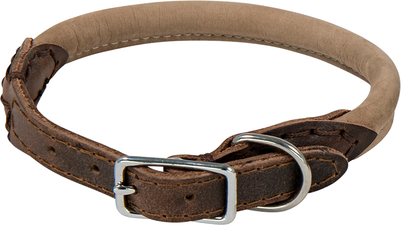 AB NUBUCK LEATHER Rundes Halsband Beige-16mmx32-37cm