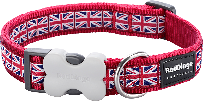 [DC-UK-RE-12] RD Halsband Union Jack Flag Rot-XS 12mmx20-32cm