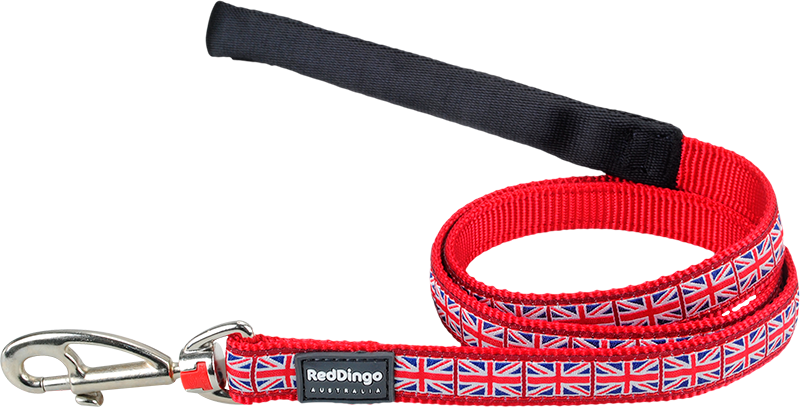 [L4-UK-RE-12] RD Leash Union Jack Flag Red-XS 12mmx1,2m