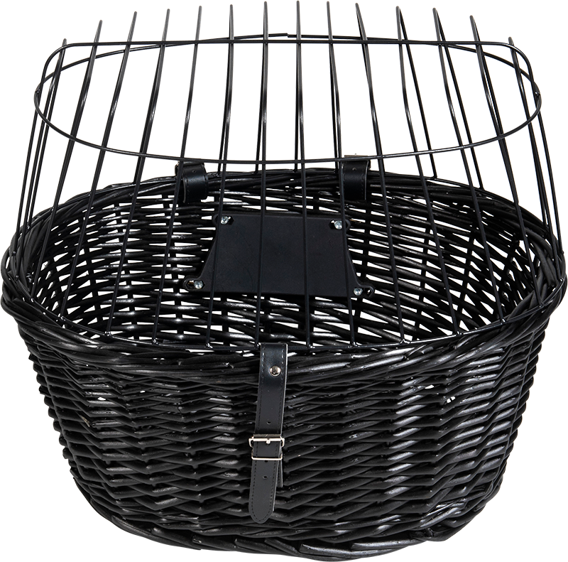AB TRAVEL Wicker Bicycle Basket Front Black- 47x35x42cm