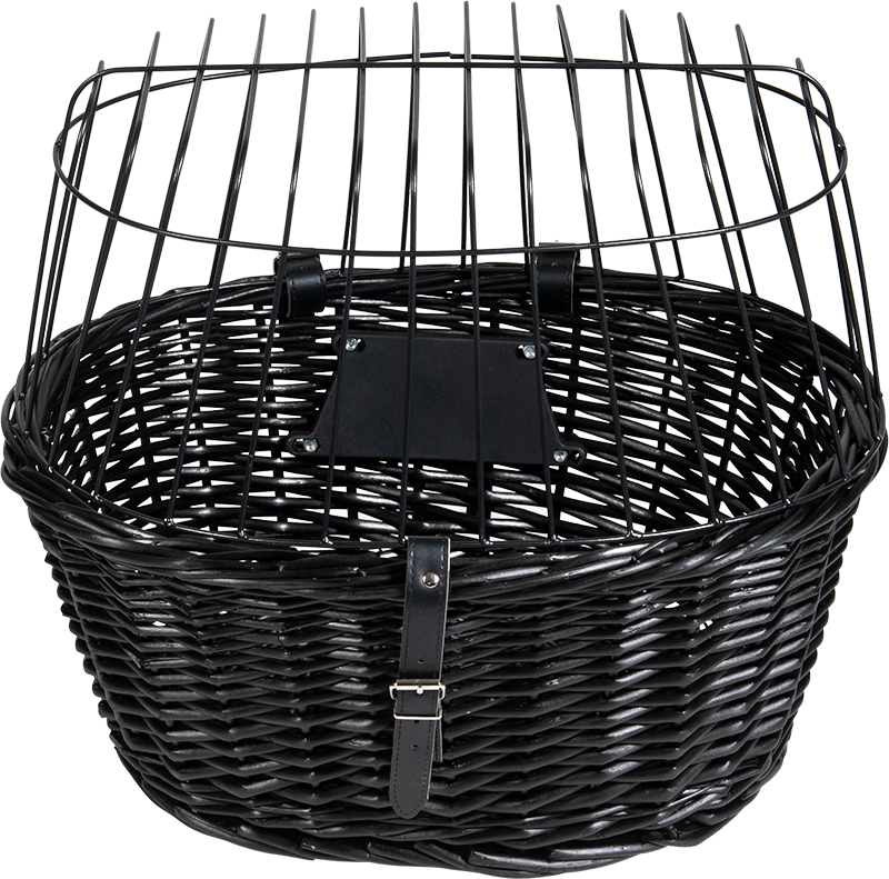 [AB45100] AB TRAVEL Wicker Bicycle Basket Front Black- 47x35x42cm
