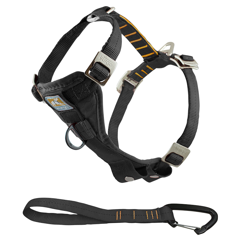 KURGO Tru-Fit Autogeschirr mit Sicherheitsgurt Schwarz-M 11-23kg