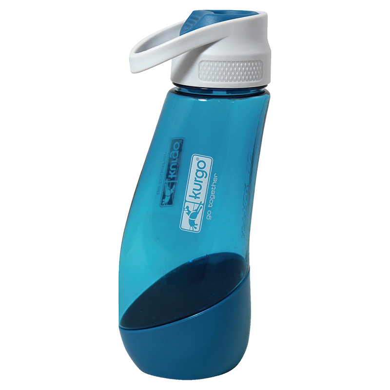 KURGO Gourd H2O Fles met Drinkbakje Blauw-750ml