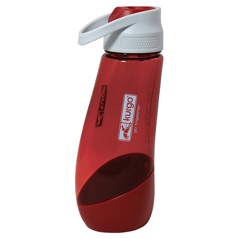 KURGO Gourd H2O Fles met Drinkbakje Rood-750ml