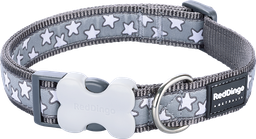 [DC-ST-GY-12] RD Collar Stars White on Cool Grey-XS 12mmx20-32cm