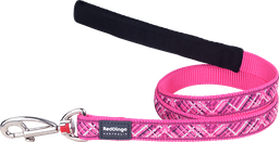 [L4-FN-HP-25] RD Laisse Courte Flanno Rose-L 25mmx1,2m