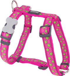 [DH-ST-HP-20] RD Harnais Stars Citron Vert sur Roze-M 20mmx36-59x45-66cm