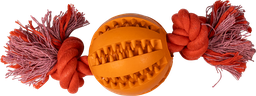 [AB50633] ​AB RUBBER TOY Bal met Touw Oranje/Rood-Ø7,5cm