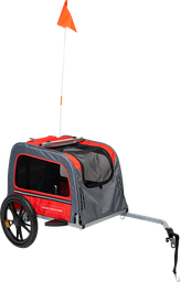[AB45000] AB TRAVEL Fahrrad-Anhänger für Hunde Rot/Grau-M 130x63x78cm