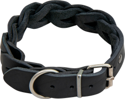 [AB30002] AB COUNTRY LEATHER Gevlochten halsband Zwart-25mmx47-53cm