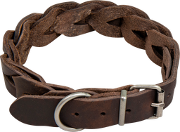 [AB30092] AB COUNTRY LEATHER Gevlochten halsband Bruin-25mmx36-43cm