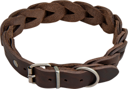[AB30094] AB COUNTRY LEATHER Braided collar Brown-25mmx47-53cm