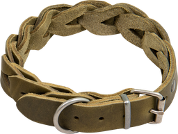[AB30138] AB COUNTRY LEATHER Halsband geflochten Olive-25mmx36-43cm