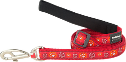 [L6-PI-RE-15] RD Leash Paw Impressions Red-S 15mmx1,8m