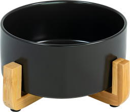 [AB65015] AB Keramiknapf mit Bambusständer Schwarz-400ml