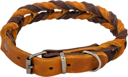 [AB30207] AB COUNTRY LEATHER Halsband geflochten Braun/Cognac-20mmx38-45cm