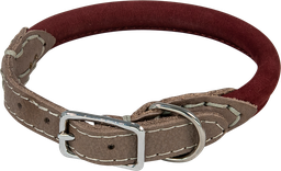 [AB31103] AB NUBUCK LEATHER Rundes Halsband Bordeaux-16mmx27-32cm