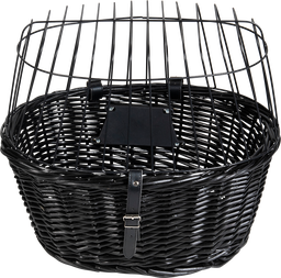 [AB45100] AB TRAVEL Rieten Fietsmand Vooraan Zwart- 47x35x42cm